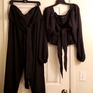 Two piece black, lightweight pant set